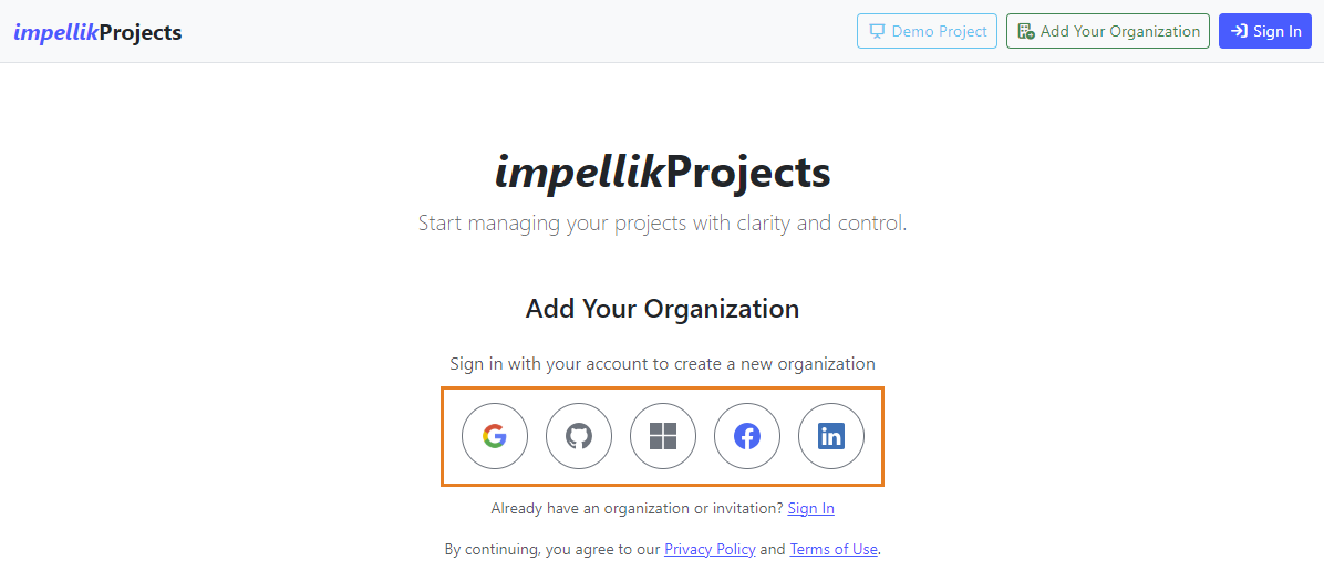 Screenshot 2: OAuth provider selection screen