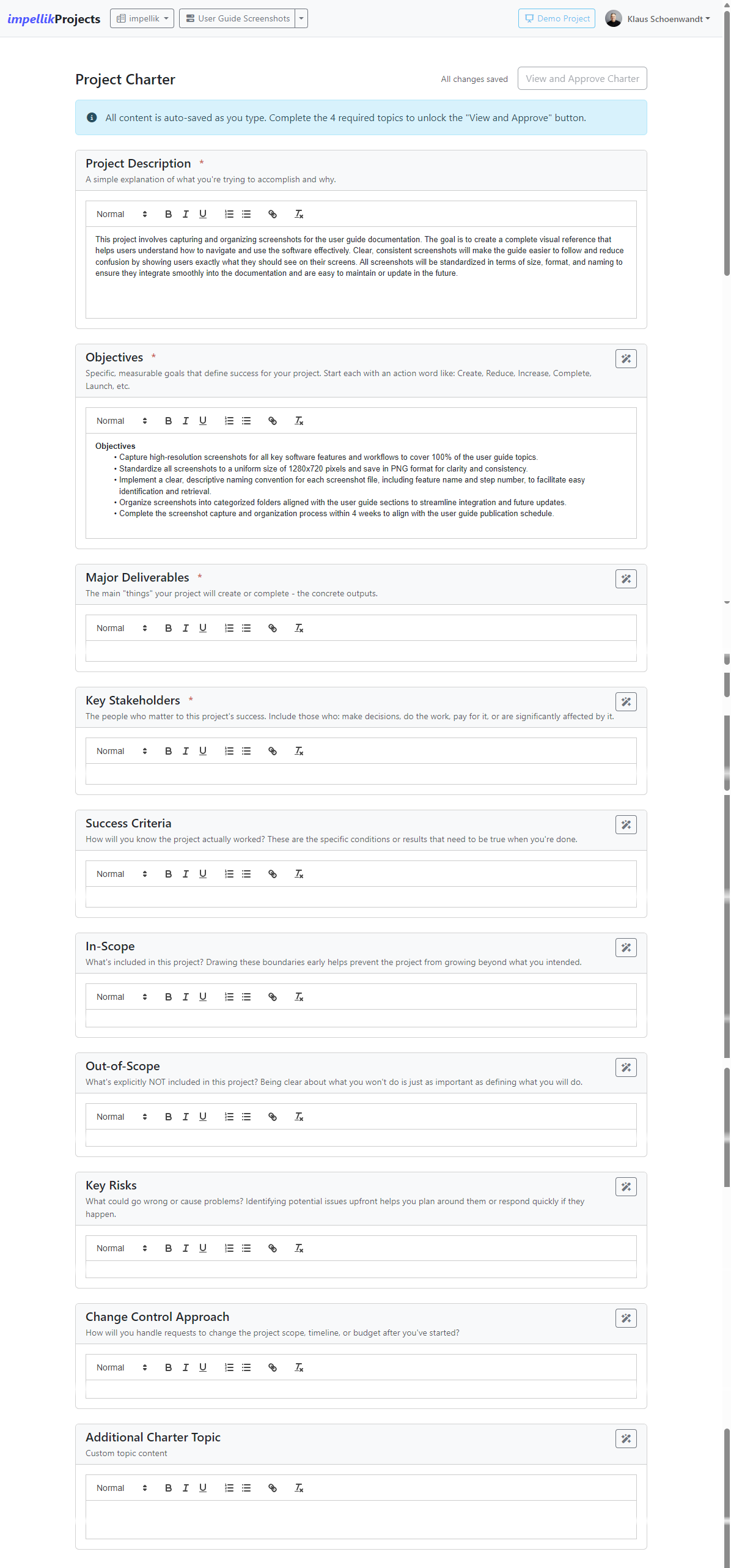 Screenshot 10: Self-Directed charter form with sections visible
