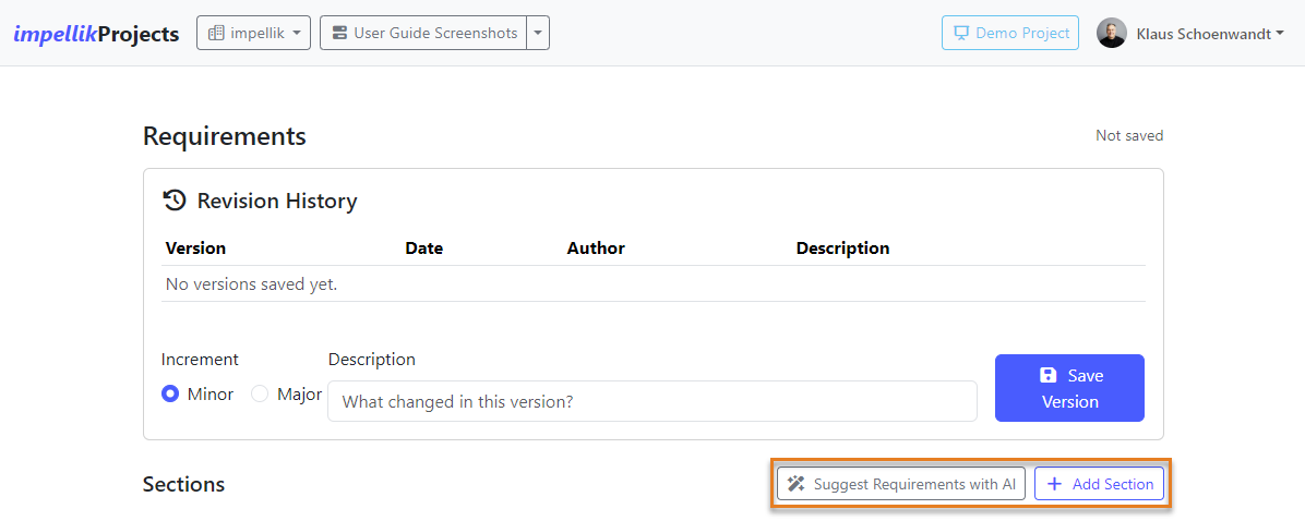Screenshot 11: Requirements section welcome screen